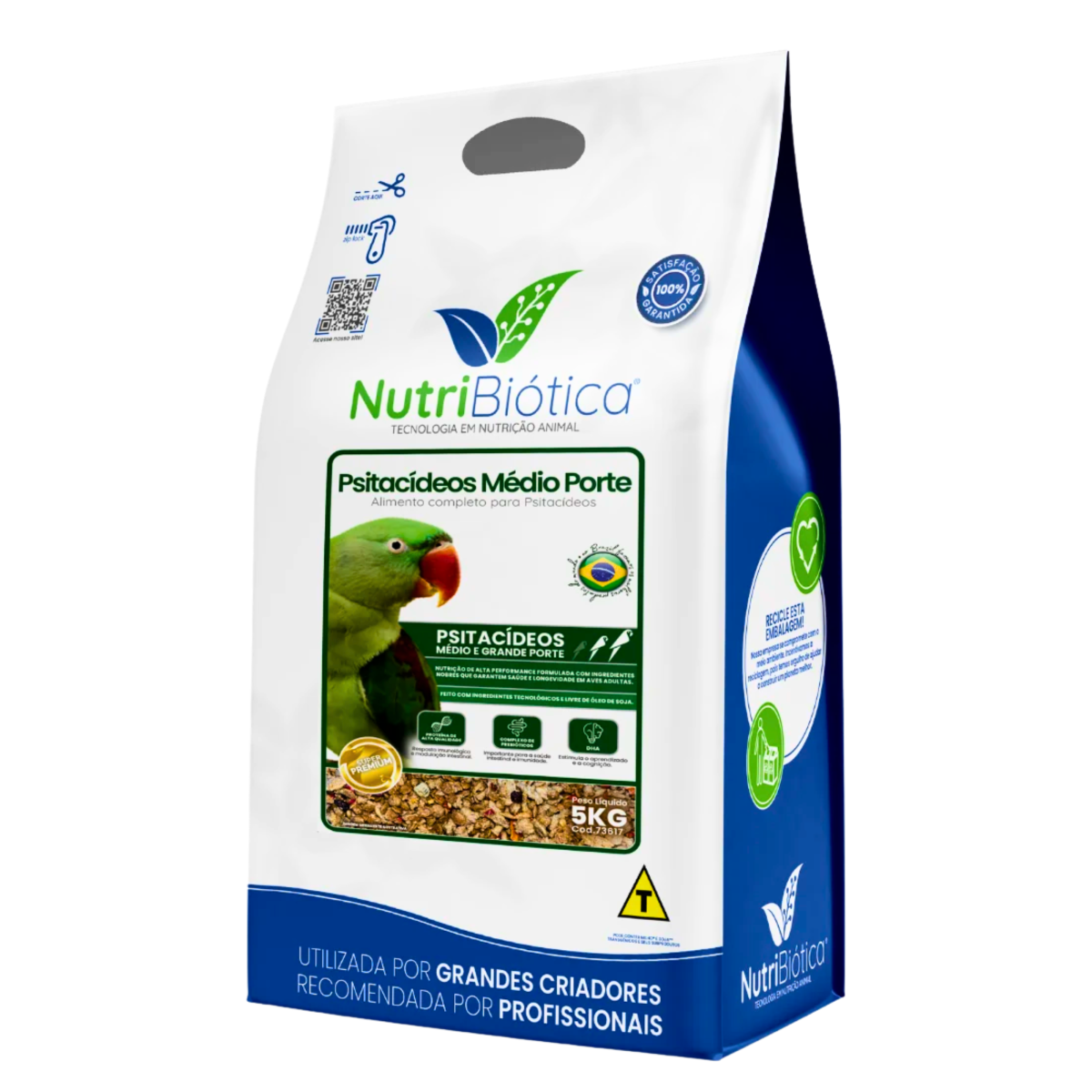NUTRIBI&Oacute;TICA PSITAC&Iacute;DEOS M&Eacute;DIO PORTE SUPER PREMIUM - 5 KG