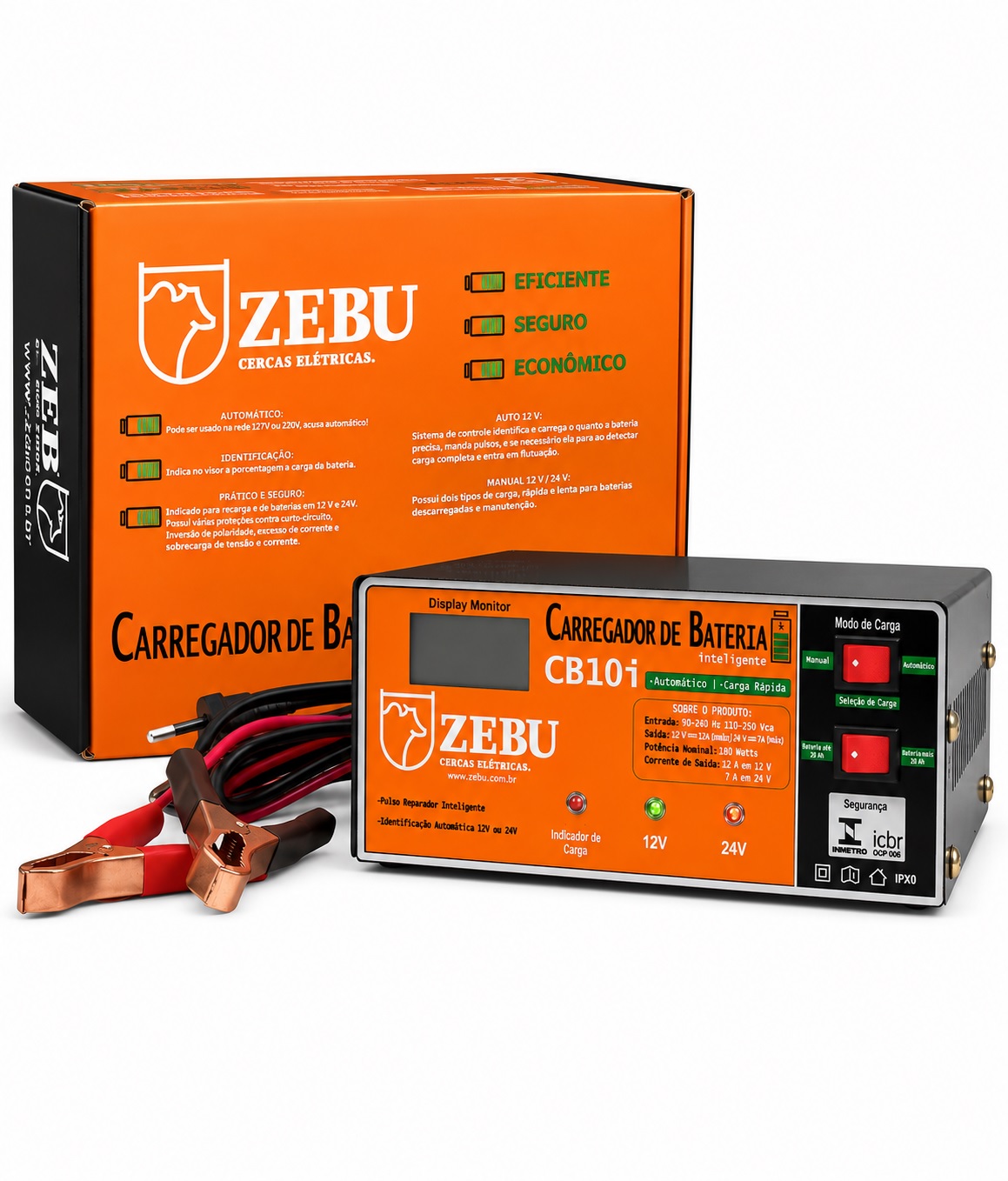 CARREGADOR DE BATERIA CB10i ZEBU INTELIGENTE 
