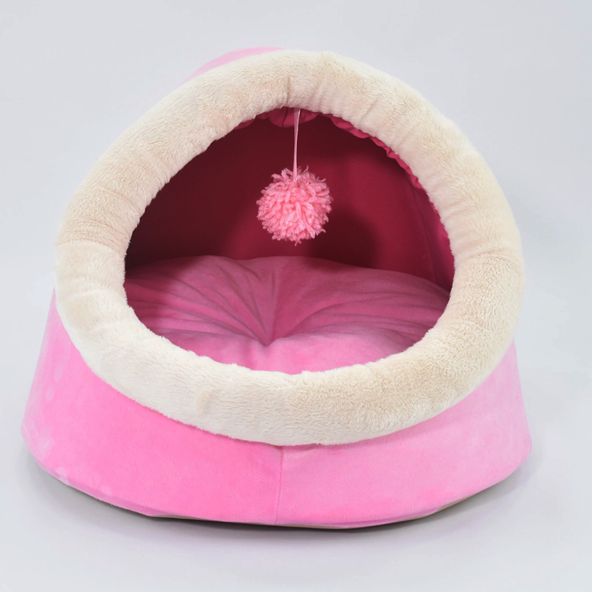 Toca Cama Pet para Cães ou Gatos KazzaVip Pelúcia 1,5mm Toque Suave 100% Poliéster Pompom Tam. Único Rosa