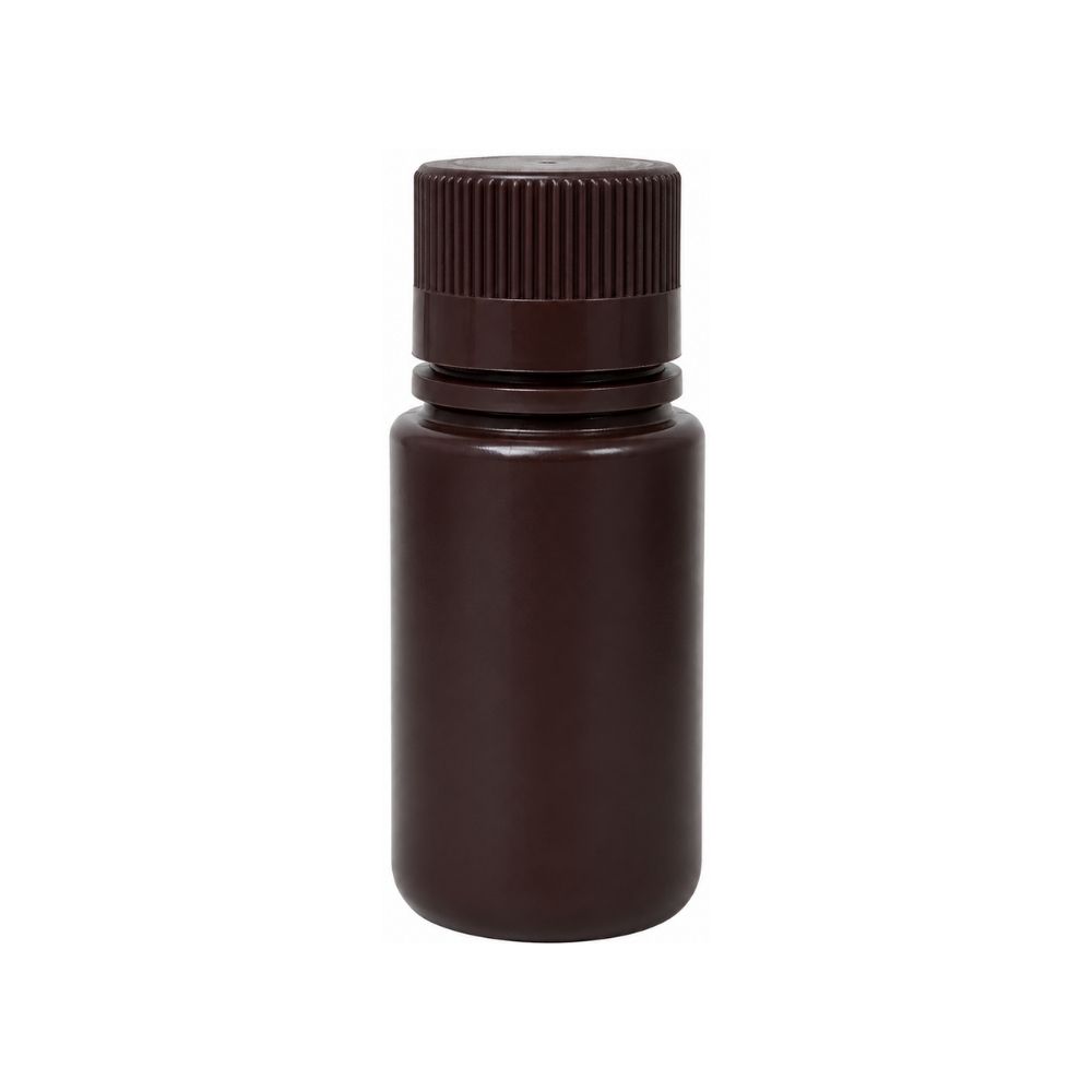 FRASCO REAGENTE BOCA ESTREITA DE PLÁSTICO ÂMBAR CAP. 125ML