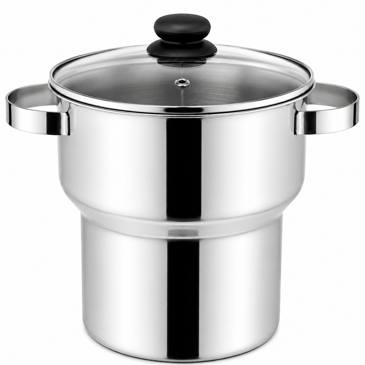 Cuscuzeira Inox 3 Litros Forma Tampa De Vidro Para Indu&ccedil;&atilde;o cozimento a vapor