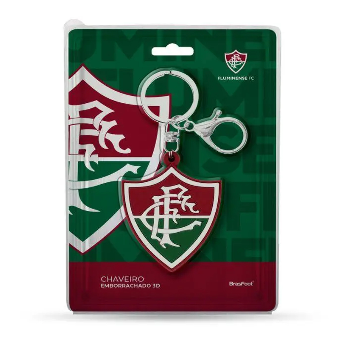 Chaveiro KazzaVip Emborrachado Oficial Escudo Time Fluminense Fecho Mosquet&atilde;o Futebol Brasileiro Gren&aacute;