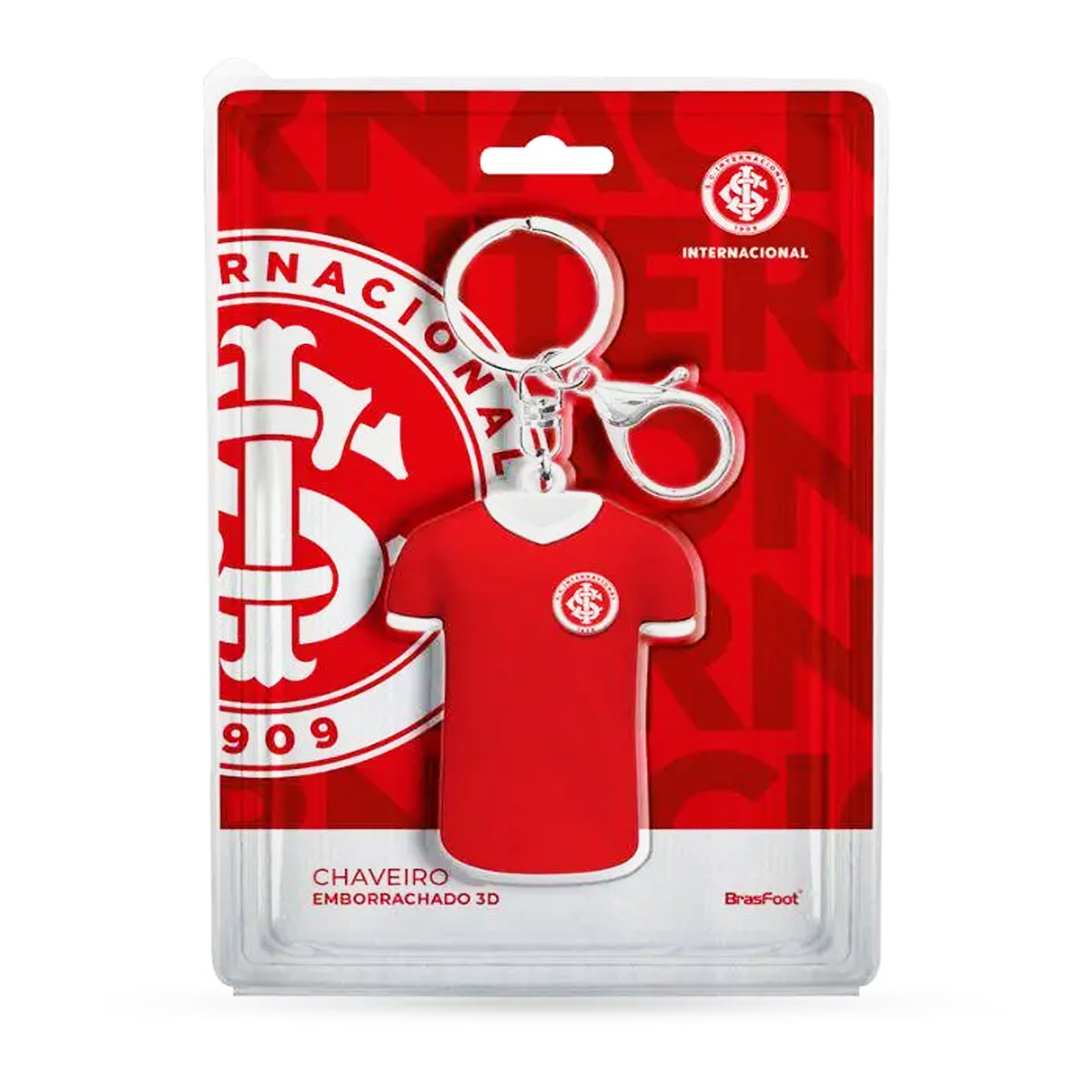 Chaveiro Camisa KazzaVip Emborrachado Oficial Time Internacional Fecho Mosquet&atilde;o Futebol Brasileiro Vermelho