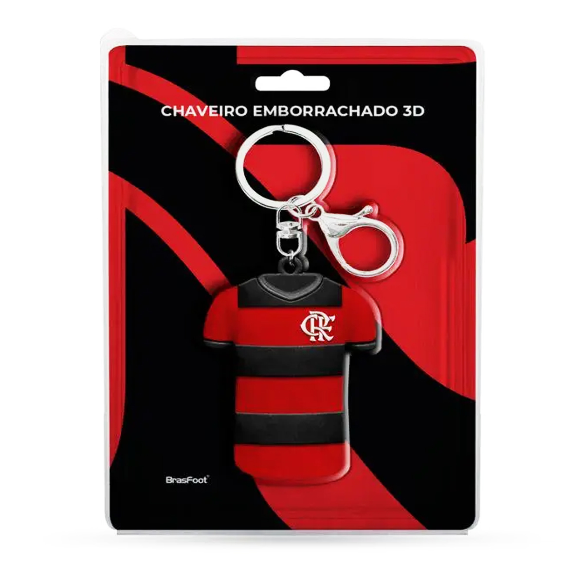 Chaveiro Camisa KazzaVip Emborrachado Oficial Time Flamengo Fecho Mosquet&atilde;o Futebol Brasileiro Vermelho