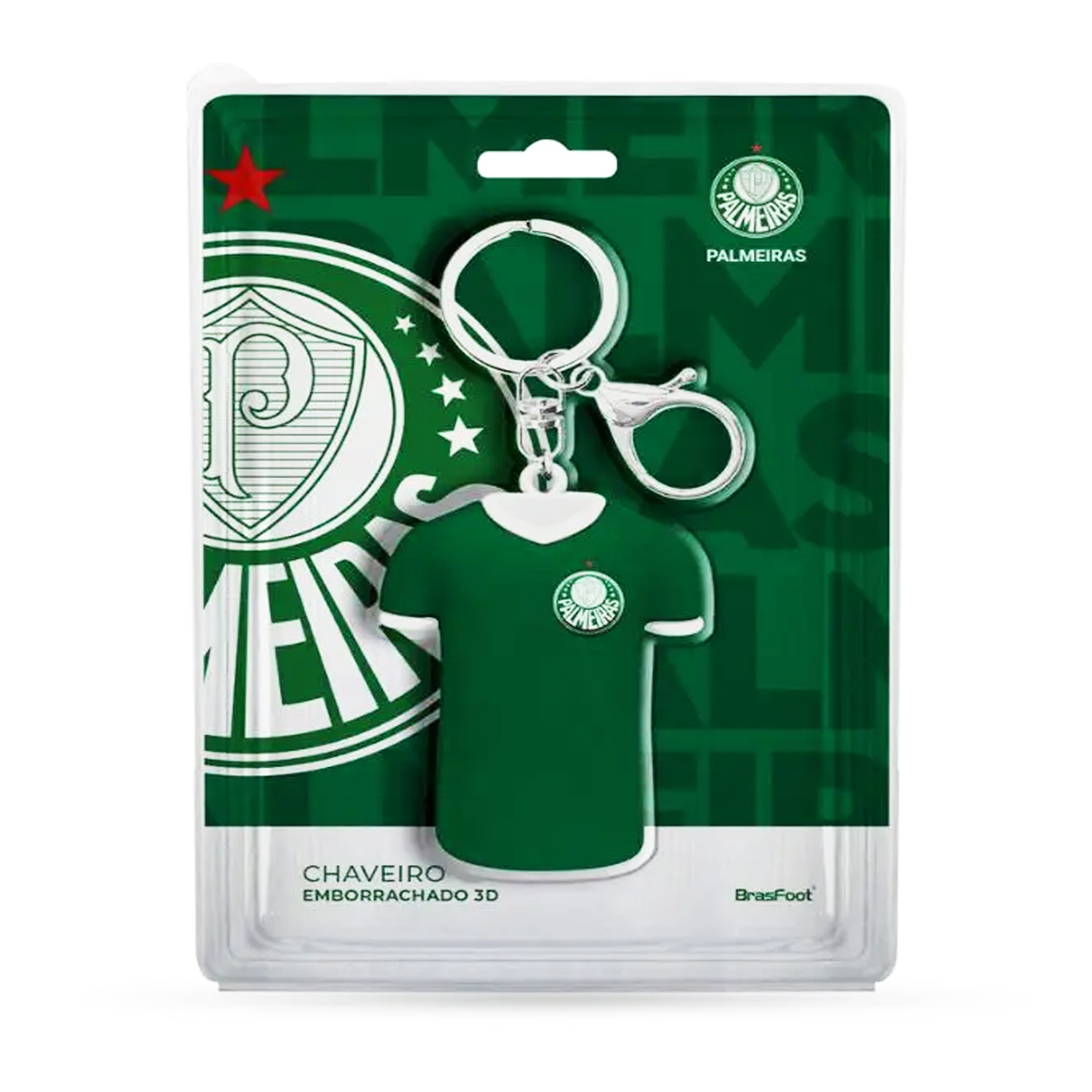 Chaveiro Camisa KazzaVip Emborrachado Oficial Time Palmeiras Fecho Mosquet&atilde;o Futebol Brasileiro Verde