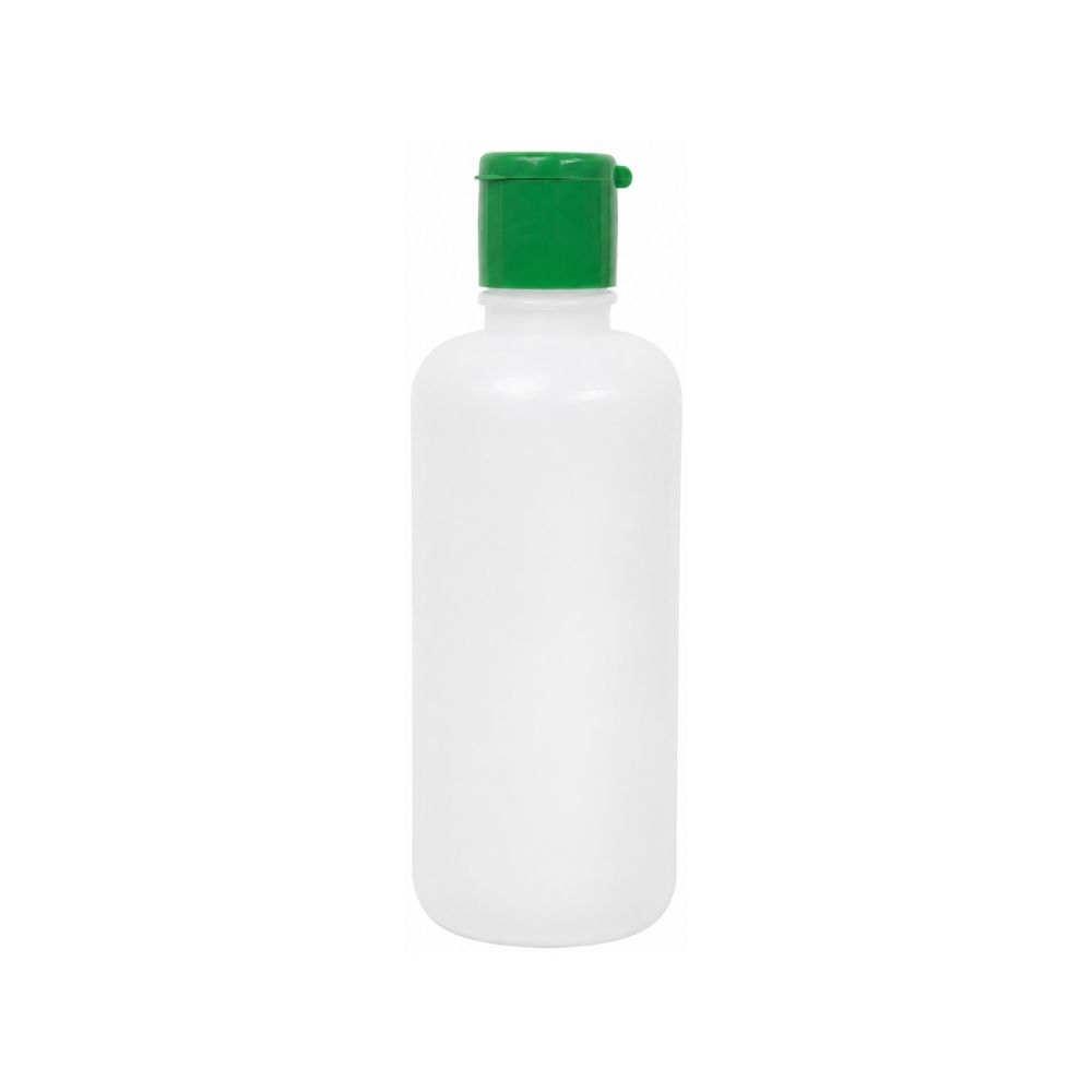FRASCO PL&Aacute;STICO BRANCO COM TAMPA ROSCA FLIP TOP COR VERDE CAP. 120ML