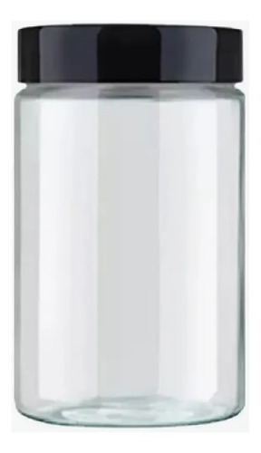 Pote 1,1 Litros Recipiente Vidro Liso Invicta Preto/branc