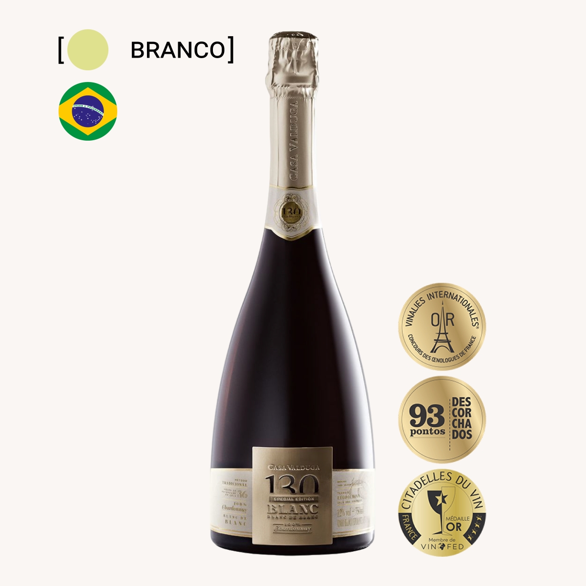 Espumante Casa Valduga 130 Anos Blanc De Blanc Brut 750ml