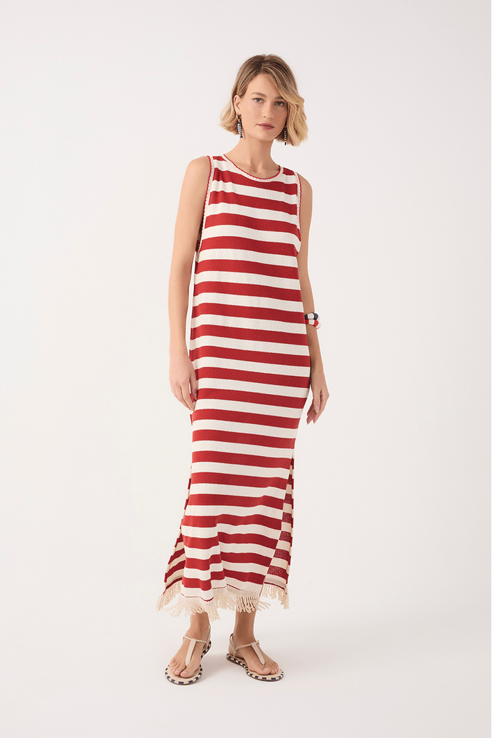 VESTIDO LONGO LISTRADO MALHA TRICOT LISTRADO