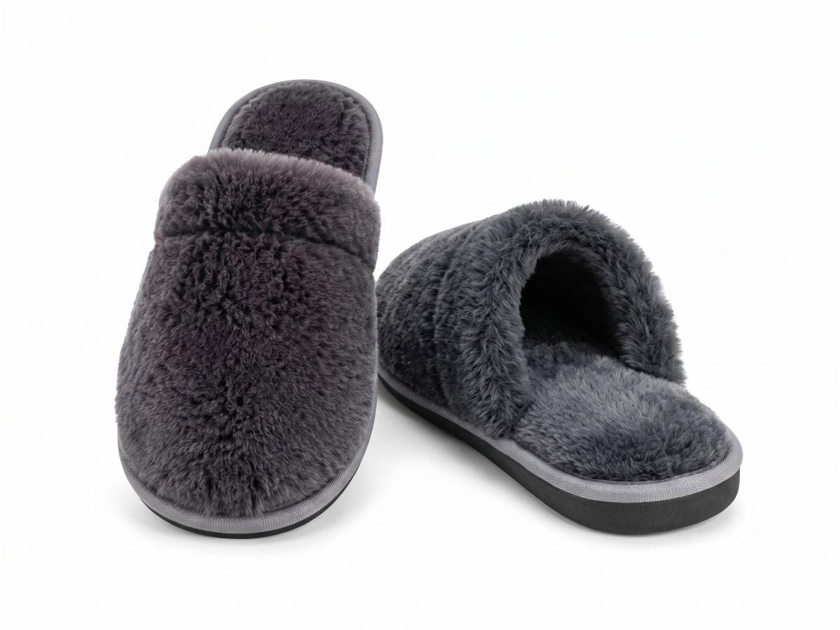 PANTUFA PELÚCIA CINZA ESCURO - HIPER TEXTIL