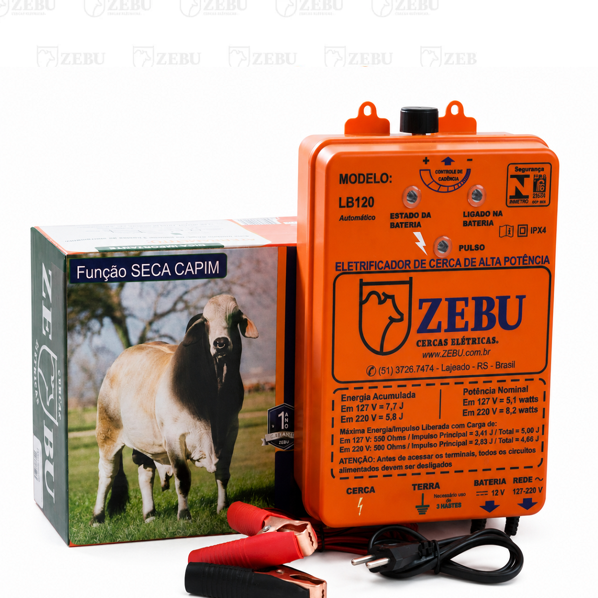 Eletrificador Cerca El&eacute;trica Zebu LB120i 12V Bivolt Autom&aacute;tico 5J 4500m