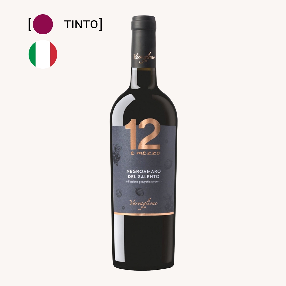 Vinho 12 e Mezzo Negroamaro Del Salento IGP Tinto 750ml