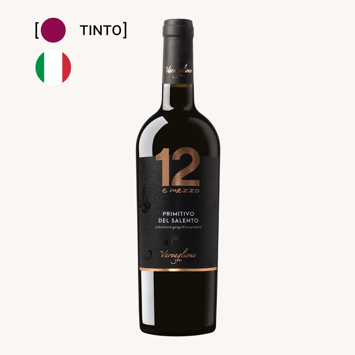 Vinho 12 e Mezzo Primitivo Del Salento IGP Tinto 750ml