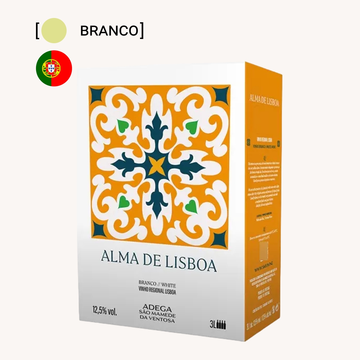 Vinho Alma De Lisboa Branco Seco Bag In Box 3L