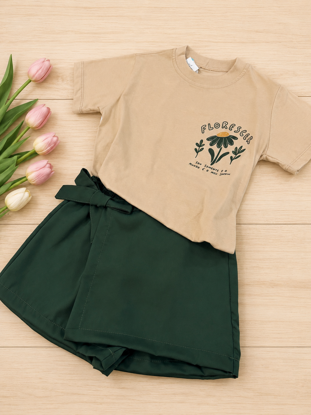 Conjunto Short Saia Verde Florescer 