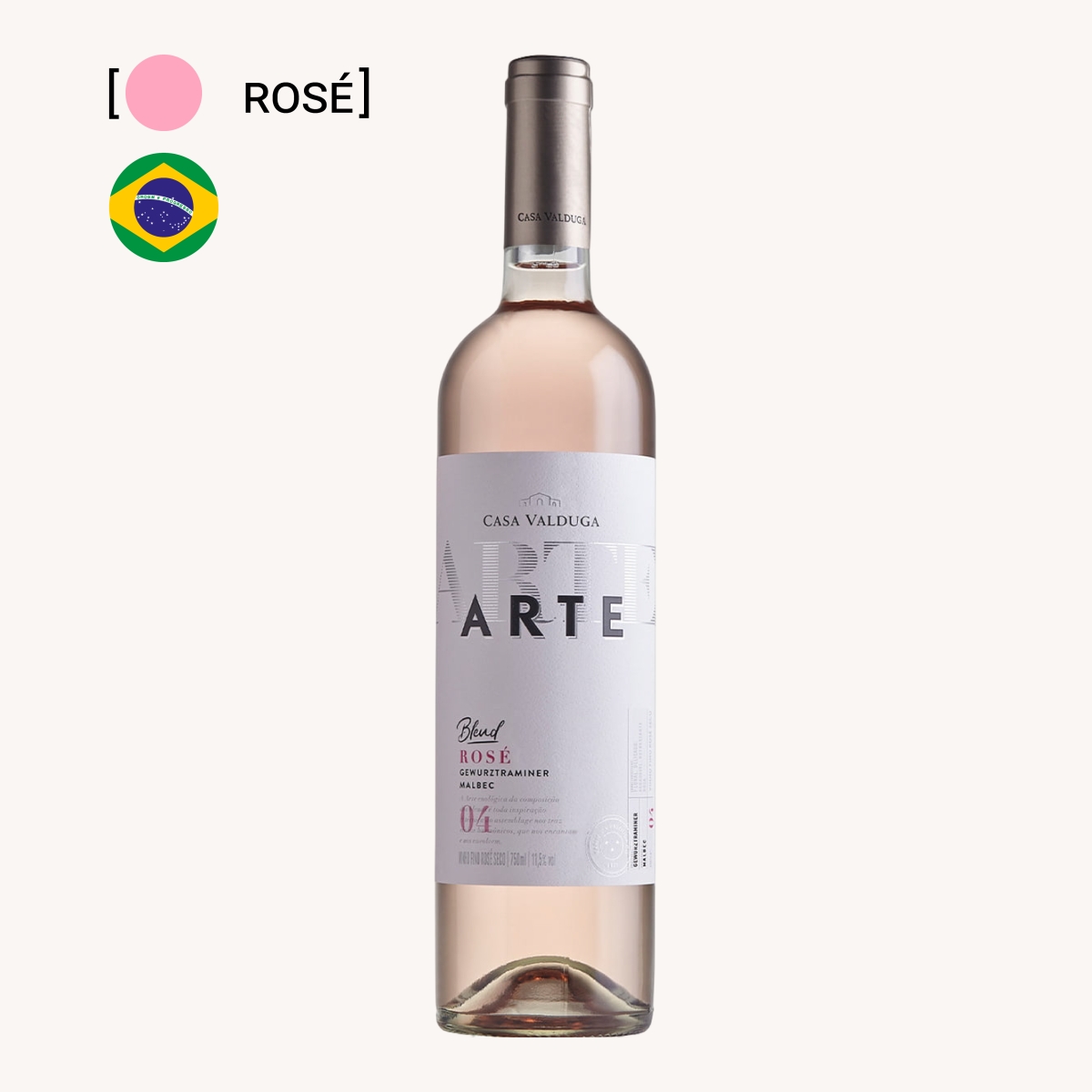 Vinho Arte Gewurztraminer e Malbec Ros&eacute; Seco 750 ml