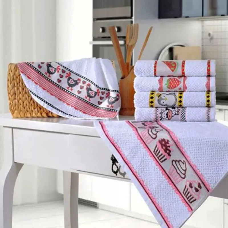 Kit 08 Pano De Prato Copa KazzaVip Genova Felpudo Atoalhado 85% Algod&atilde;o Bordado 49cmx65cm Branco
