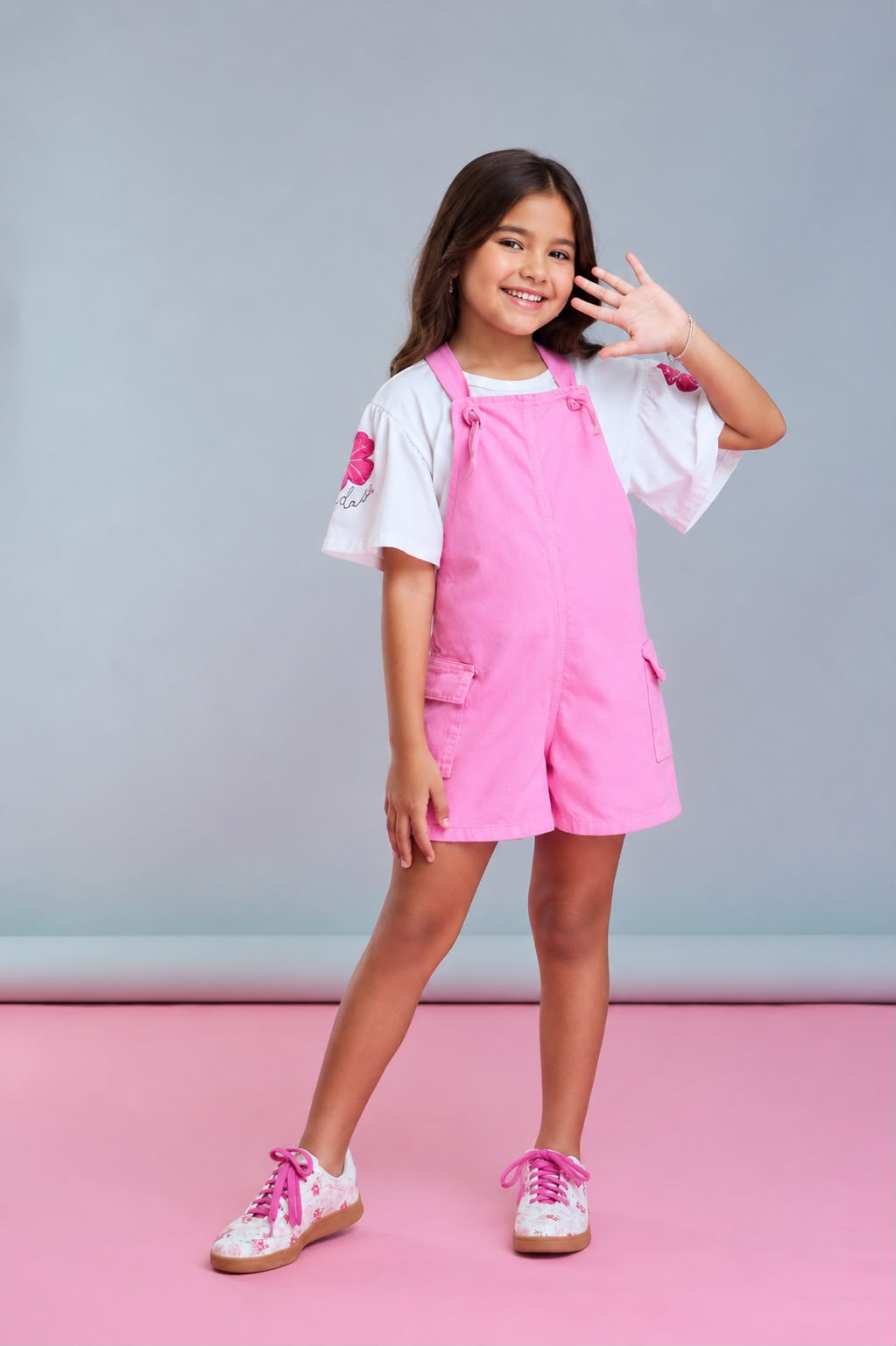 Jardineira Valentina Jeans Rosa 
