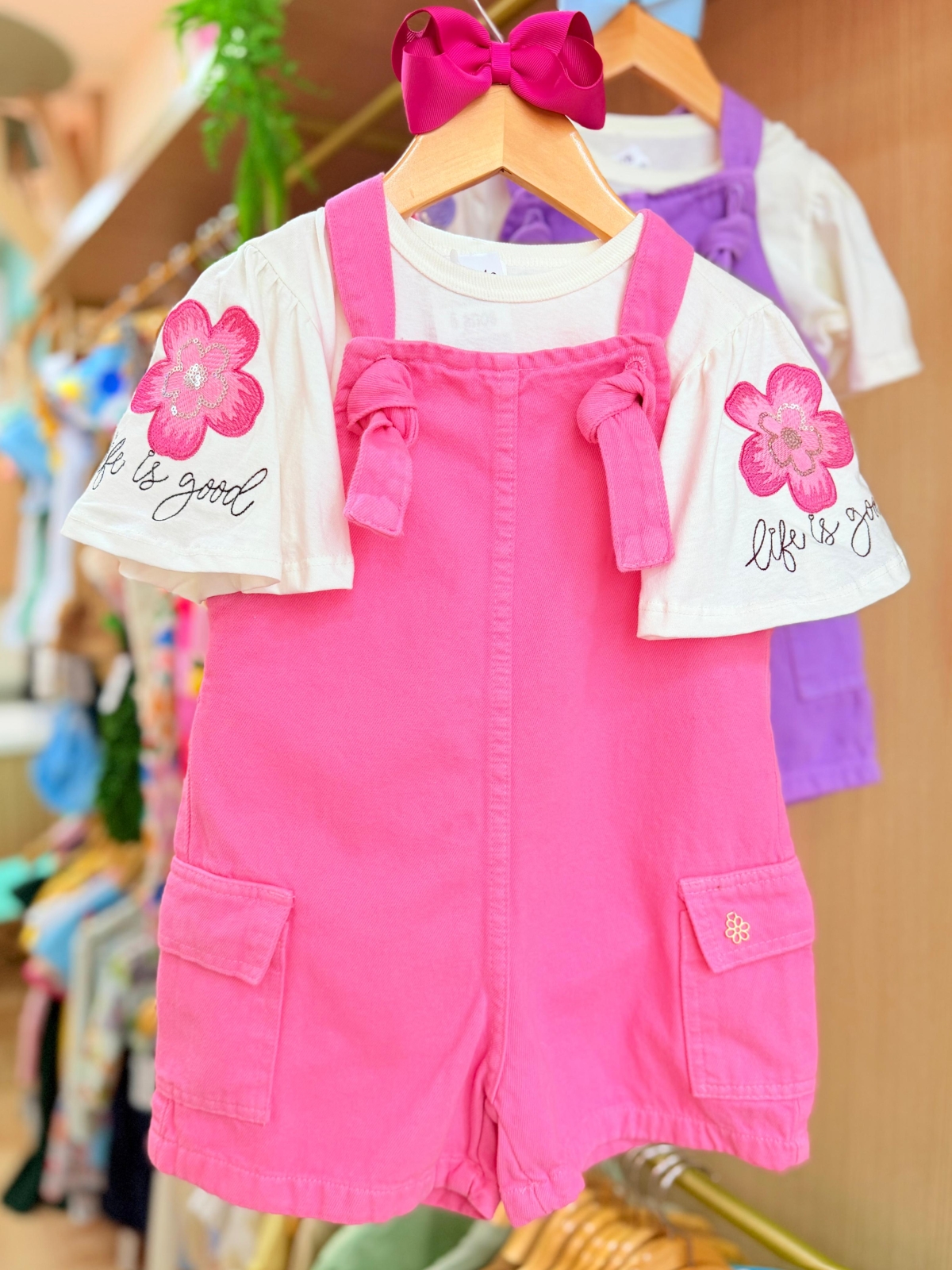 Jardineira Valentina Jeans Rosa 
