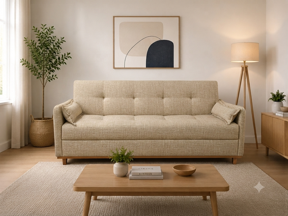 SOFA IRIS 2.10 BAU E CAMA NOBLY LINHO