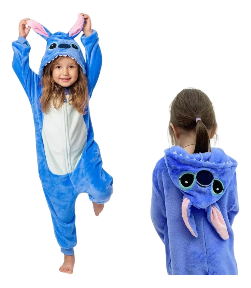 PIJAMA UNISSEX INFANTIL LONGO STITCH AZUL - MUNDO DOS PIJAMAS