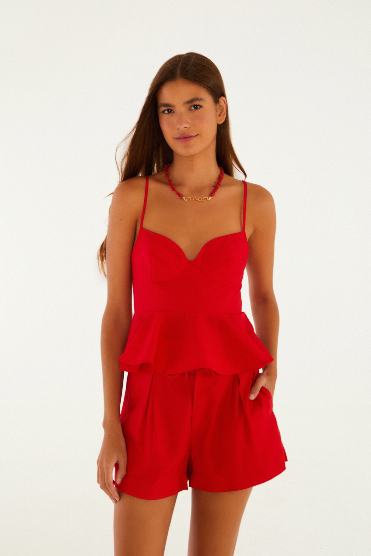 BLUSA CAMPONESA ALCAS VERMELHA