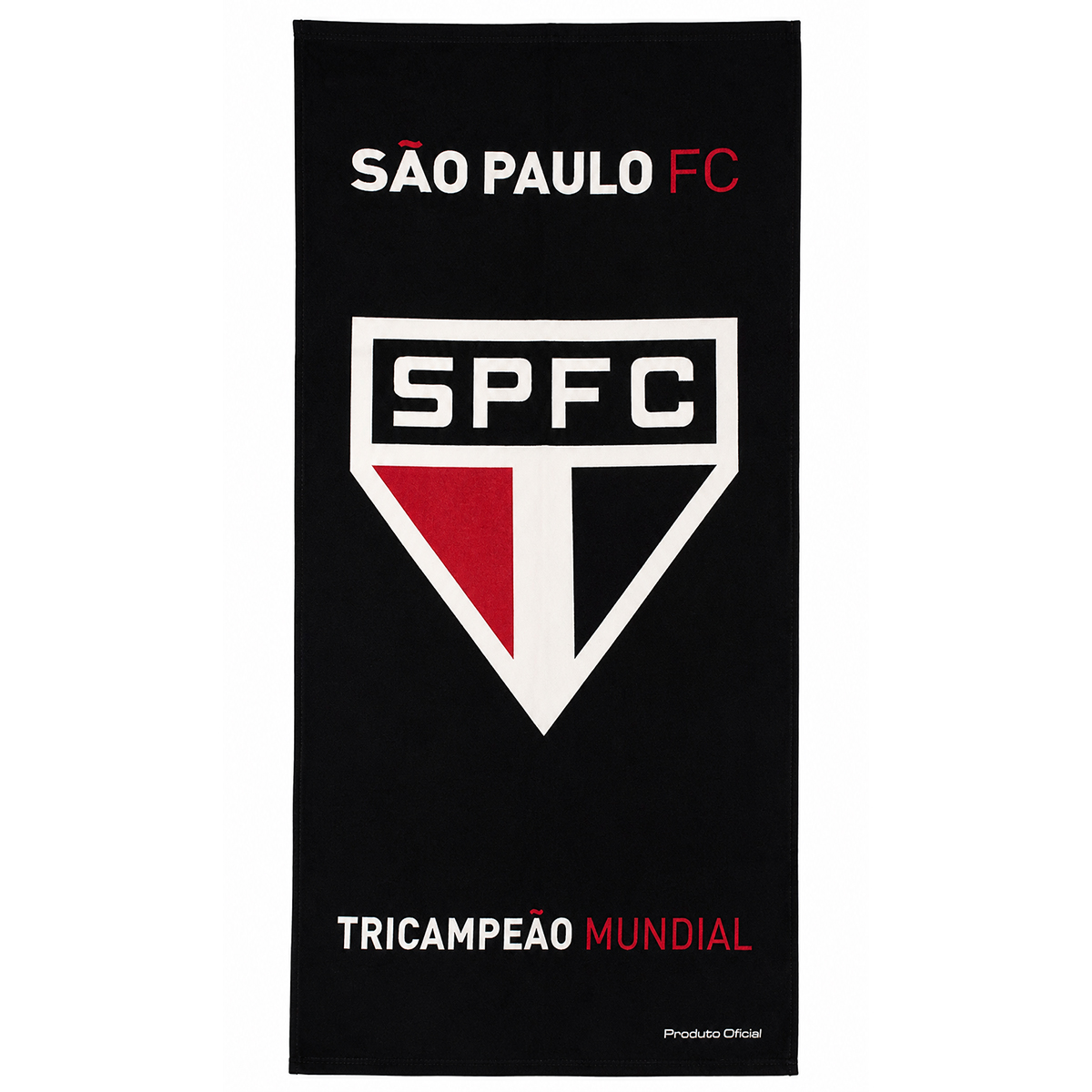 Toalha Praia KazzaVip Veludo Estampado 100% Algodão Brasão Licenciado Oficial Clube Sao Paulo Tricampeao Mundial 70cm x 140m Azul
