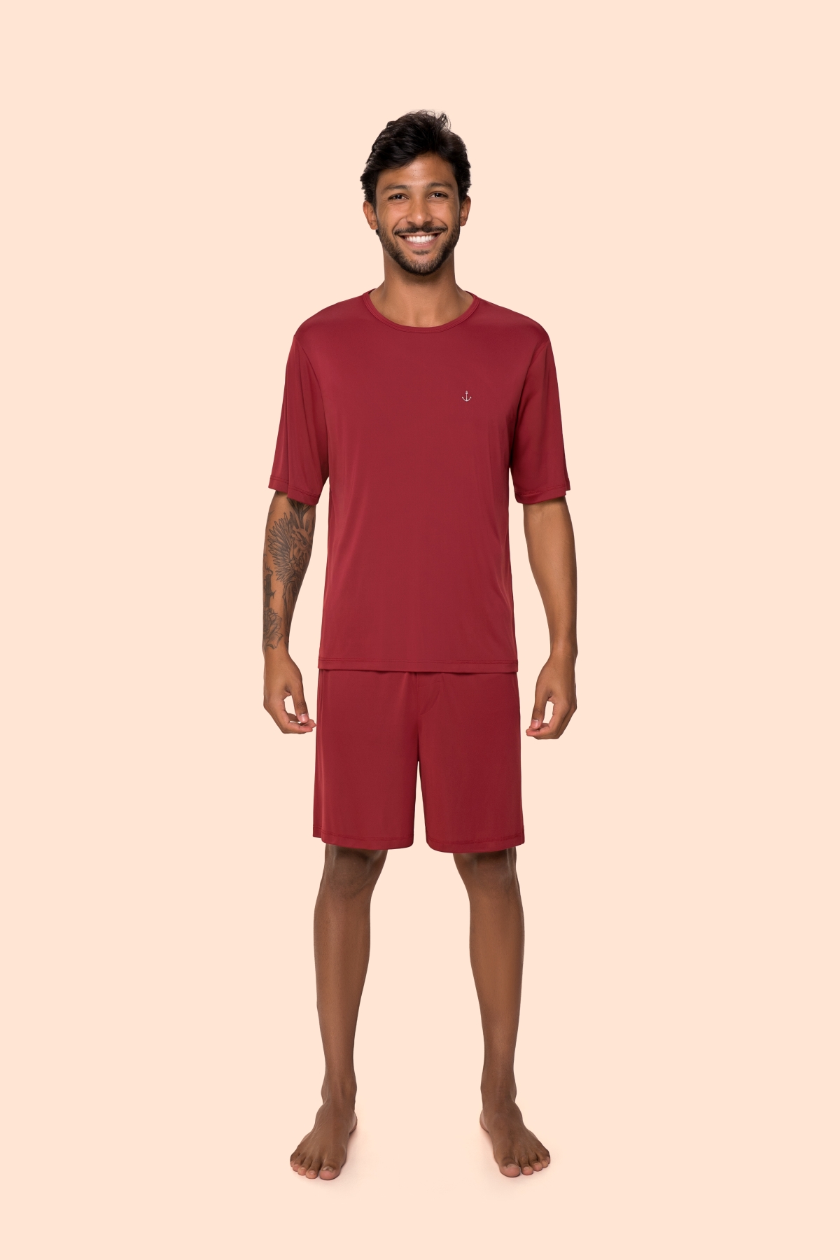 PIJAMA MASCULINO CURTO LIGANETE VINHO - BOCEJINHO