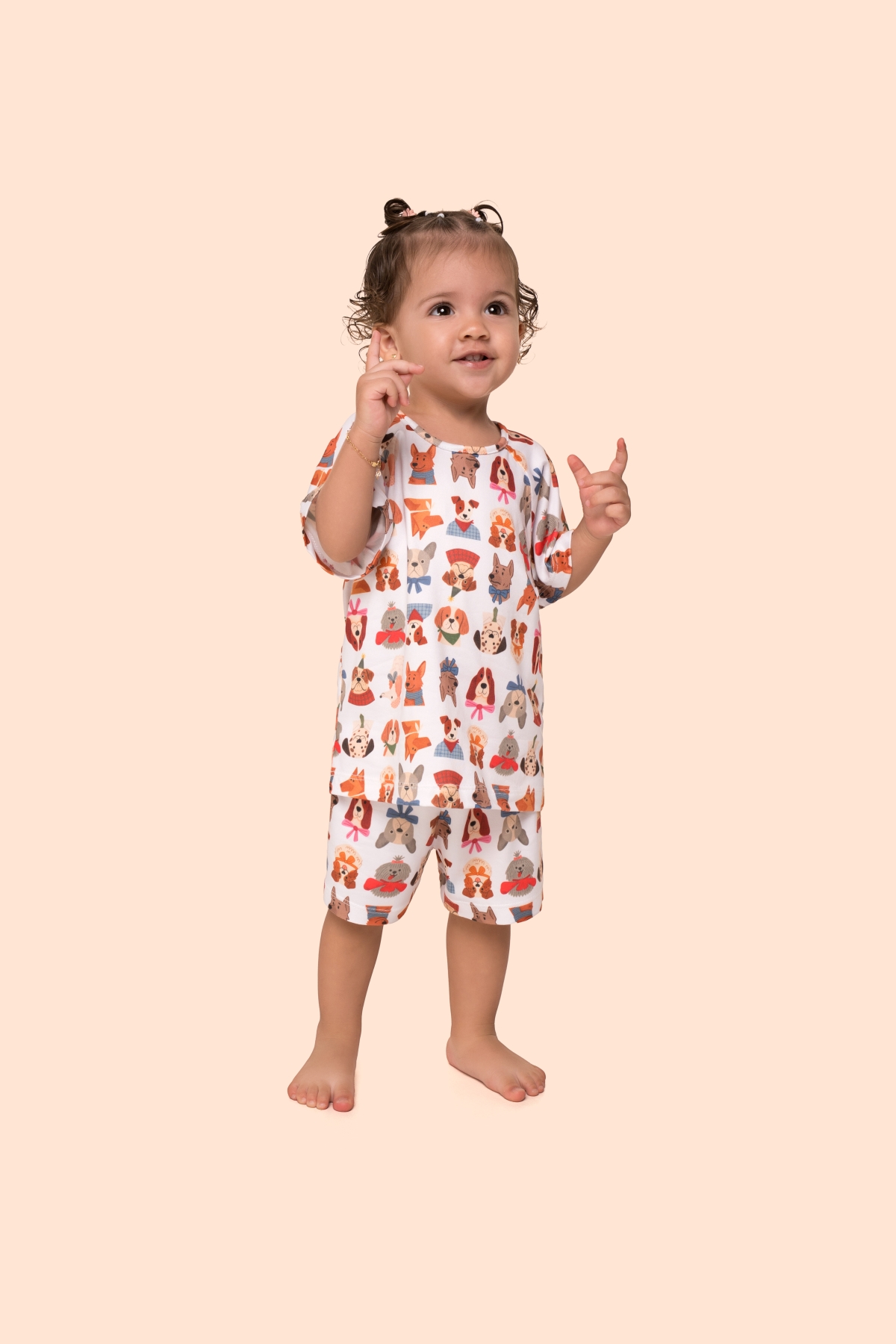 PIJAMA UNISSEX BABY MANGA CURTA E SHORT CACHORROS FAMÍLIA - BOCEJINHO