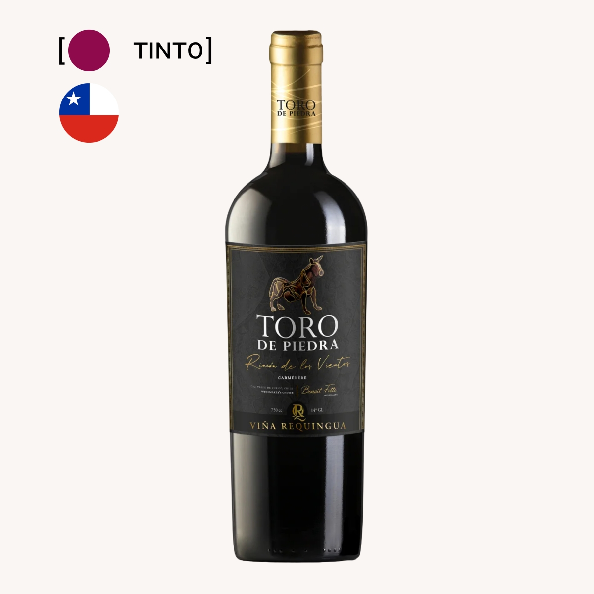 Vinho Toro De Piedra Rinc&oacute;n De Los Vientos Carm&eacute;n&egrave;re 750ml 