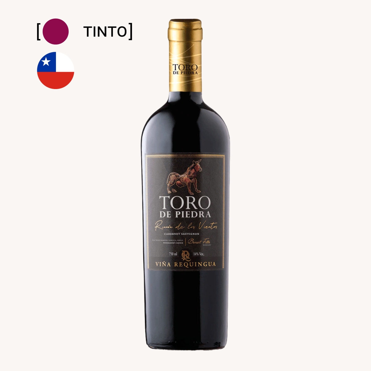 Vinho Toro De Piedra Rinc&oacute;n De Los Vientos Cabernet Sauvignon 750ml