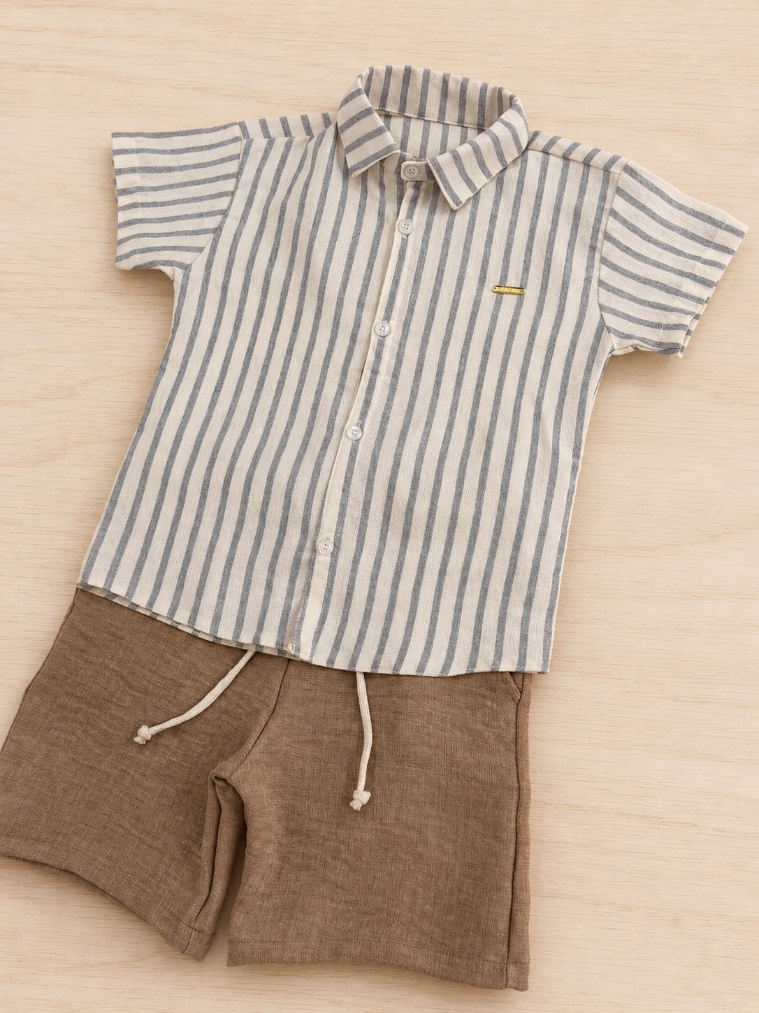 Conjunto Mauricinho Listras Cinza