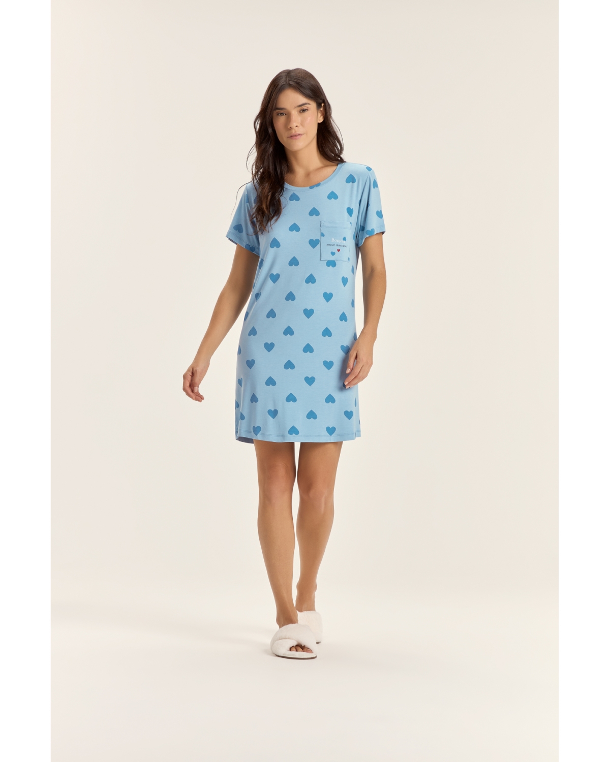 CAMISOLA MANGA CURTA AZUL CORA&Ccedil;&Otilde;ES - COR COM AMOR