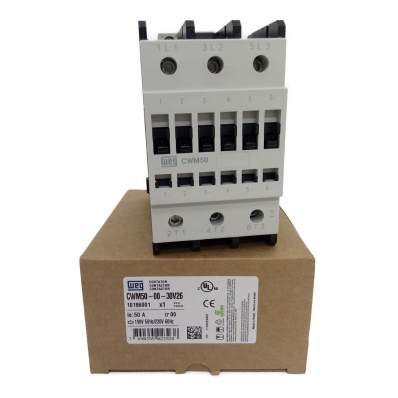 Contator 50A Tripolar CWM50-00-30V26 190V 50Hz / 220V 60Hz Weg