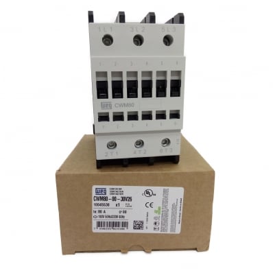 Contator 80A Tripolar CWM80-00-30V26 190V 50Hz / 220V 60Hz Weg