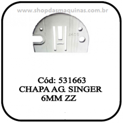 Chapa da Agulha Singer zig zag 6MM Código 531663