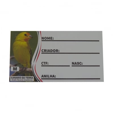 PLACA DE IDENTIFICAÇÃO PVC - CANARIO DA TERRA