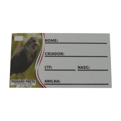 PLACA DE IDENTIFICAÇÃO PVC -PÁSSARO PRETO