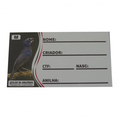 PLACA DE IDENTIFICAÇÃO PVC - AZULÃO DA AMAZÔNIA