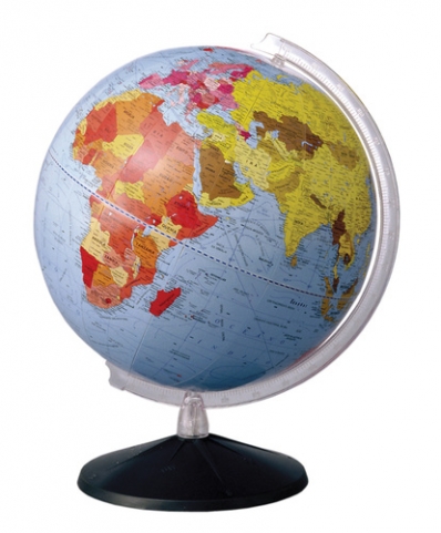 Globo Terrestre 30cm: Continental - Político - Plástico s/ luz (base preta)