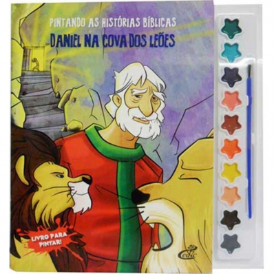 Pintando as histórias bíblicas: Daniel na cova dos leões - Livro com aquarela