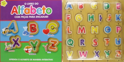 O livro do alfabeto com peças para encaixar