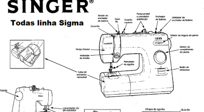 Manual de instruções da maquina de costura singer 6302 serve modelos 6300 6306 6310 6318 Sigma pret 
