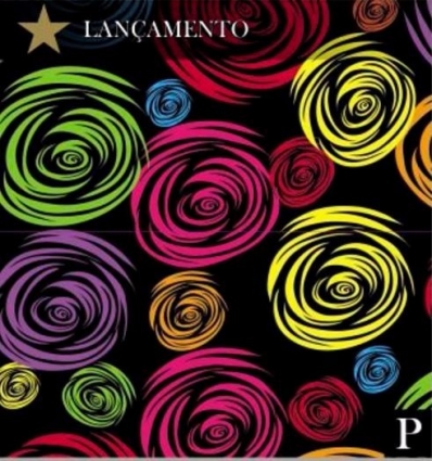 Saco Perolizado - rosa abstrata fundo preto: 45x59 c/ 50 un