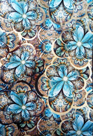 Saco metalizado - flower stylish blue: 20x29 c/ 50 un