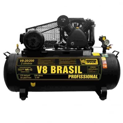 COMPRESSOR TRIFASICO V8 BRASIL 200 LITROS 30 PES 5 HP