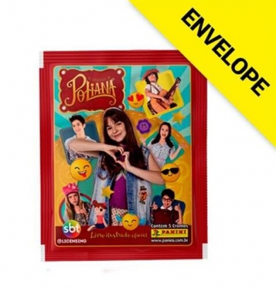 Envelope oficial com figurinhas As aventuras de Poliana