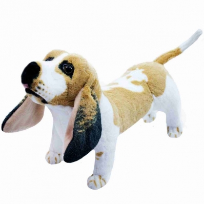 Cachorro Basset Hound Realista Em Pé 40cm - Pelúcia