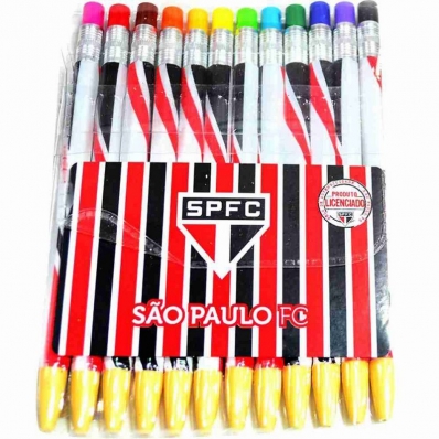 Jogo Com 12 Lapiseiras De Cor - São Paulo SPFC