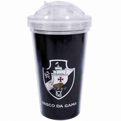 Copo De Plástico Com Canudo 450ml - Vasco da Gama